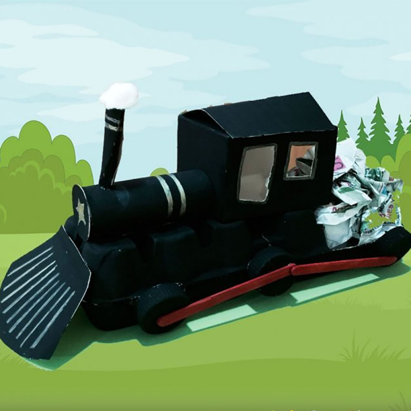 Tren de cartón. Manualidades infantiles de reciclaje