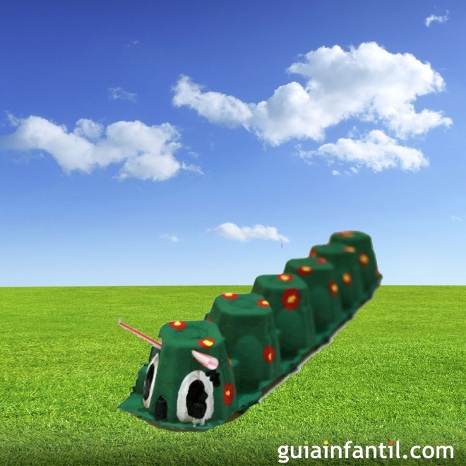 Gusano de cartón. Manualidades infantiles de reciclaje