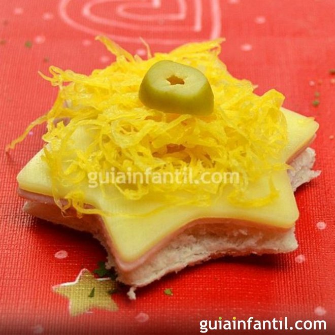Canapé de Navidad para niños con forma de estrella